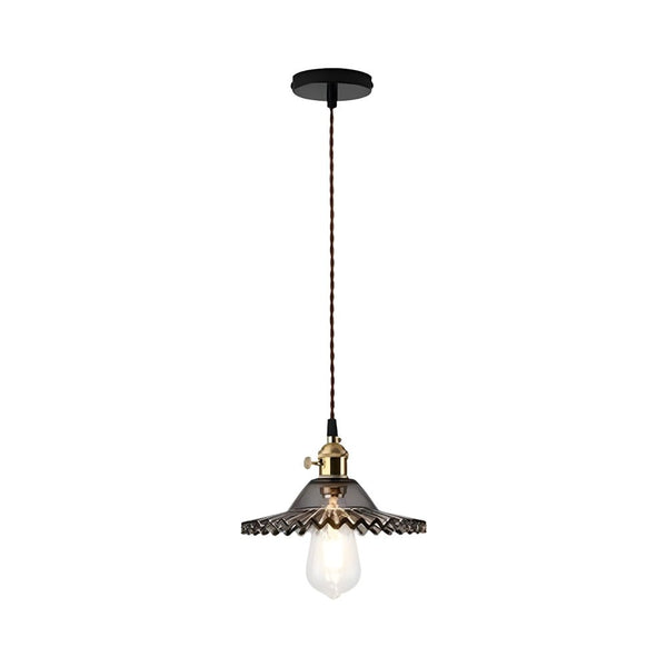 Thehouselights-Mid-Century 1-Light Colorful Scalloped Glass Pendant Light-Pendant-Gray-