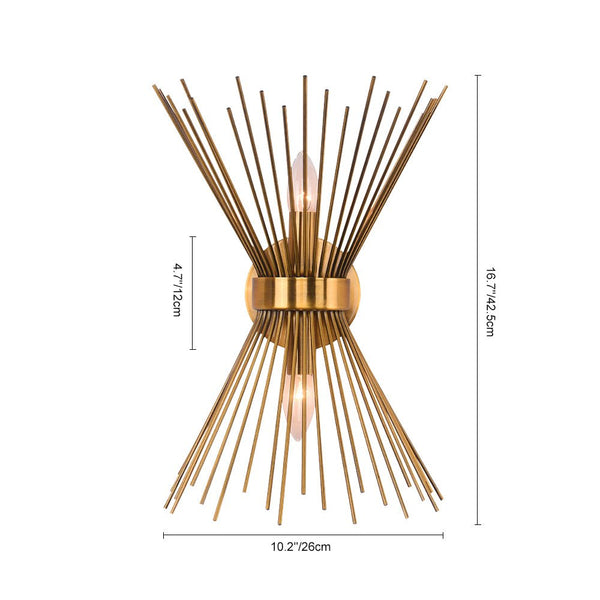 Thehouselights - Mid - Century Modern Brass Starburst Wall Sconce Light - Wall Lights - 