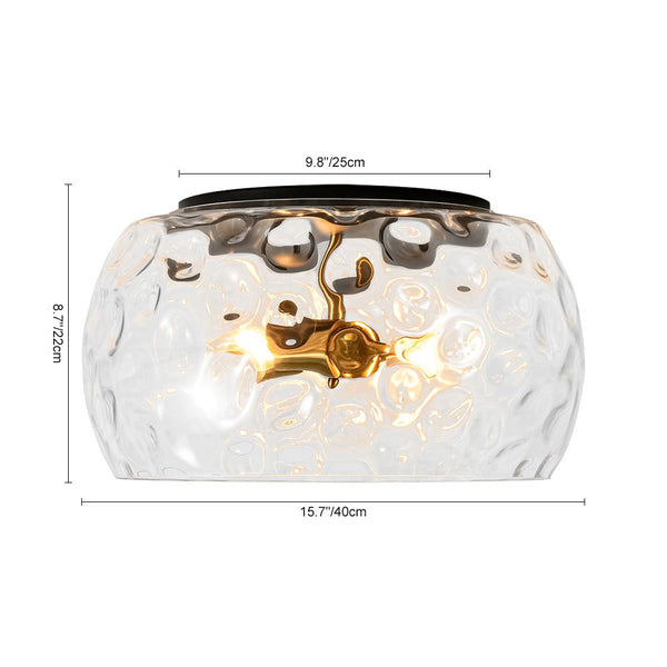 Thehouselights - Mid - Century Modern Hammer Glass Flush Mount - Ceiling Light - Black - 