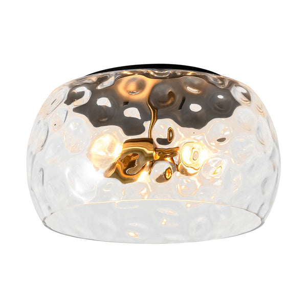 Thehouselights - Mid - Century Modern Hammer Glass Flush Mount - Ceiling Light - Black - 
