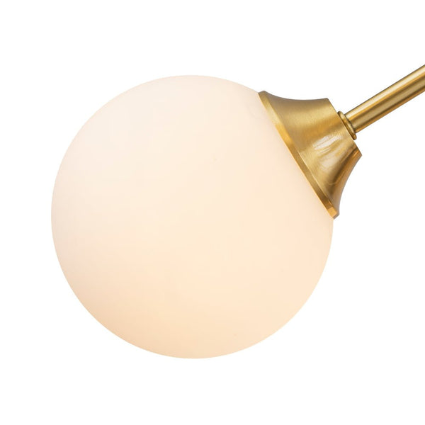 Thehouselights - Mid - century Sputnik Opal Glass Globe Entryway Chandelier - Chandelier - 6 - Light - Brass