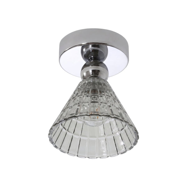 Thehouselights-Minimalist Cone Glass LED Semi Flush Mount-Ceiling Light-Chrome-