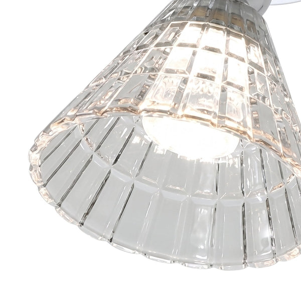 Thehouselights-Minimalist Cone Glass LED Semi Flush Mount-Ceiling Light-Chrome-