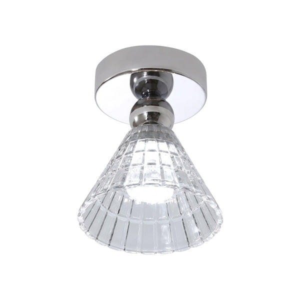 Thehouselights-Minimalist Cone Glass LED Semi Flush Mount-Ceiling Light-Chrome-