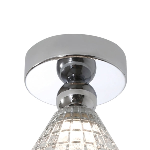 Thehouselights-Minimalist Cone Glass LED Semi Flush Mount-Ceiling Light-Chrome-
