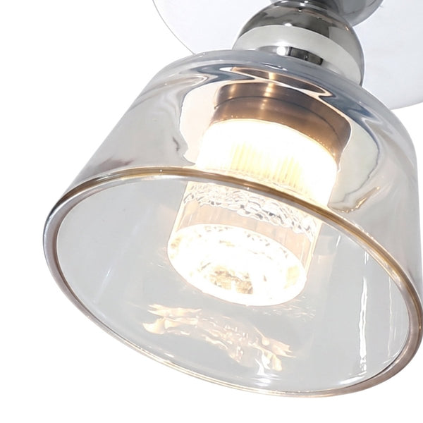 Thehouselights-Minimalist Tapered Bell Glass LED Semi Flush Mount-Ceiling Light-Chrome-