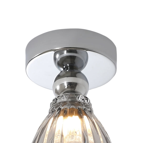 Thehouselights-Minimalist Textured Glass LED Semi Flush Mount-Ceiling Light-Chrome-