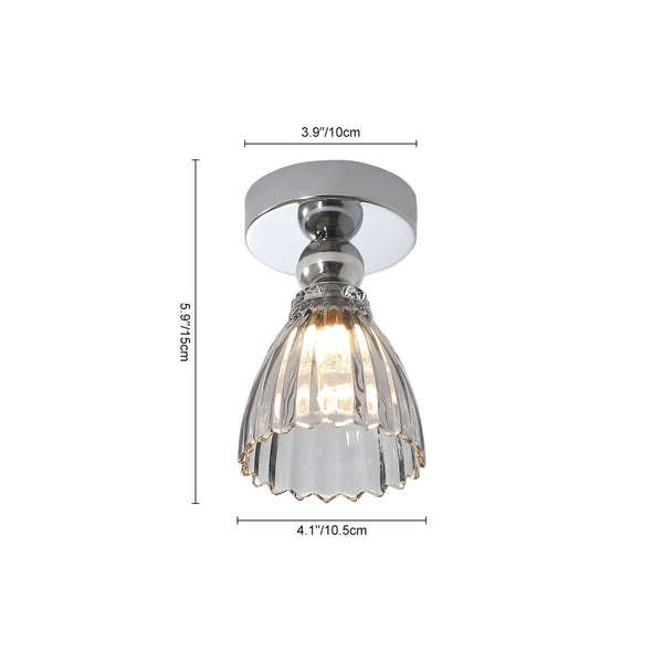 Thehouselights-Minimalist Textured Glass LED Semi Flush Mount-Ceiling Light-Chrome-