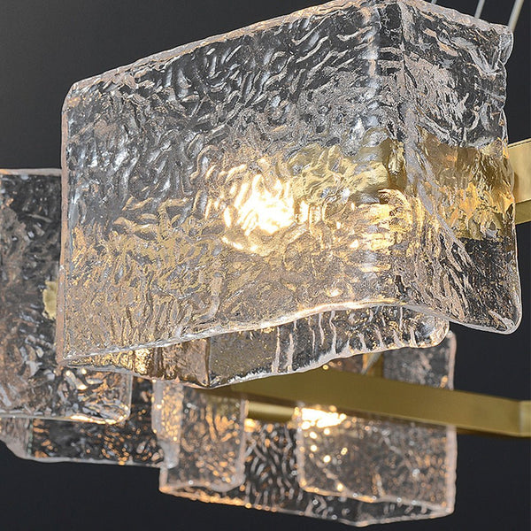 Thehouselights - Modern 8 - Light Ripple Glass Round Chandelier - Chandelier - Brass - 
