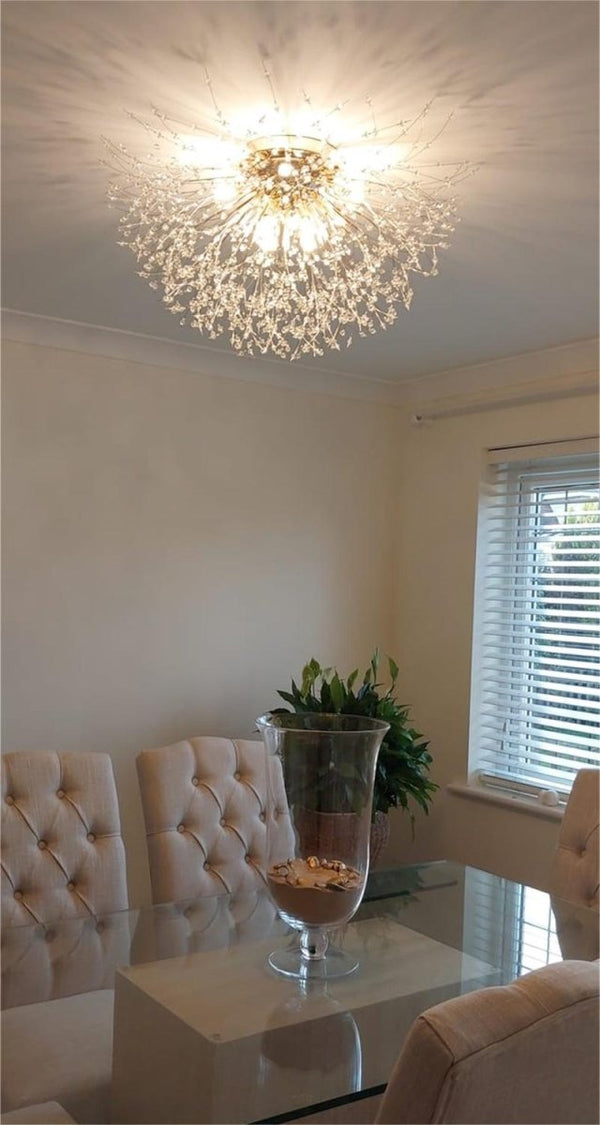 Thehouselights - Modern Beaded Sputnik Flush Mount Ceiling Light - Flush Mount - Gold - 5 Bulbs