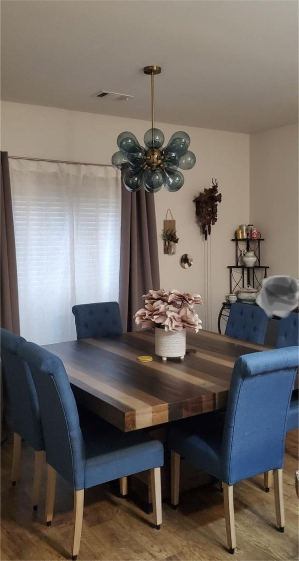 Thehouselights - Modern Blue Frosted Glass Bubble Sputnik Chandelier - Chandelier - 