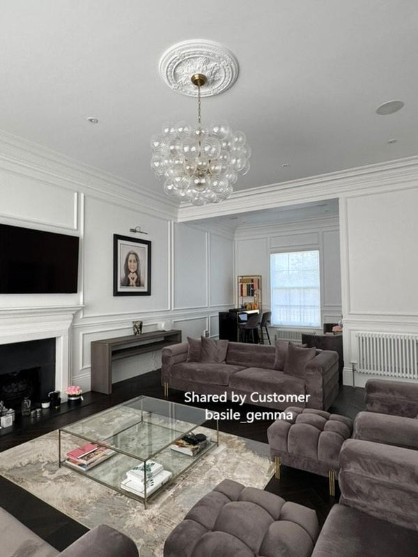 Thehouselights - Modern Cluster Glass Globe Bubble Chandelier - Chandelier - 3 - Light - Brass