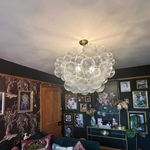 Thehouselights - Modern Cluster Glass Globe Bubble Chandelier - Chandelier - 3 - Light - Brass