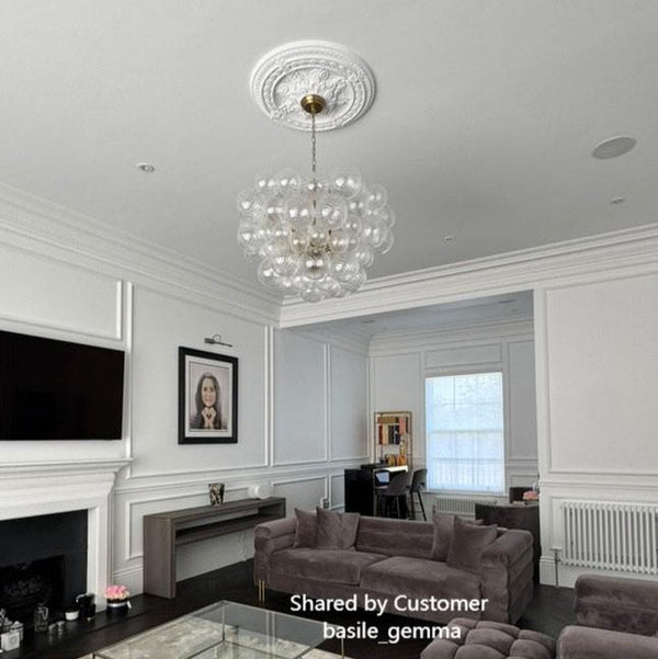Thehouselights - Modern Cluster Glass Globe Bubble Chandelier - Chandelier - 3 - Light - Brass