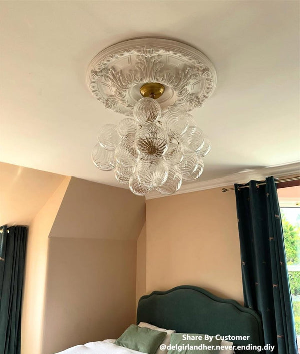 Thehouselights - Modern Cluster Glass Globe Bubble Chandelier - Chandelier - 3 - Light - Brass