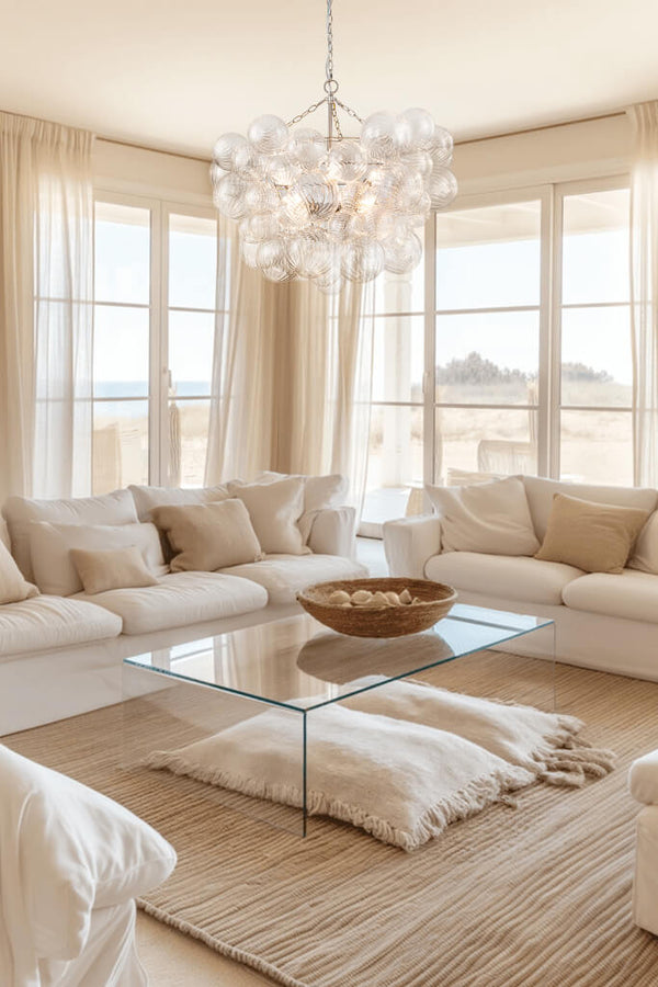 Thehouselights - Modern Cluster Glass Globe Bubble Chandelier - Chandelier - 3 - Light - Nickel