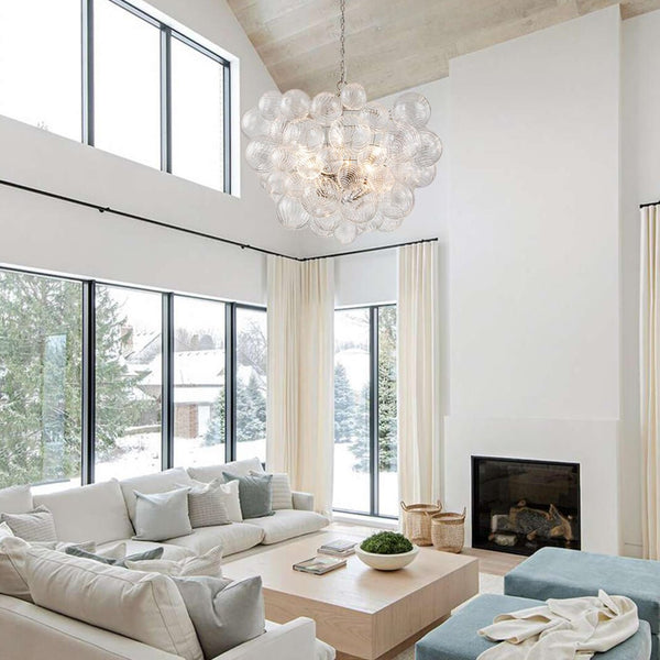 Thehouselights - Modern Cluster Glass Globe Bubble Chandelier - Chandelier - 8 - Light - Nickel