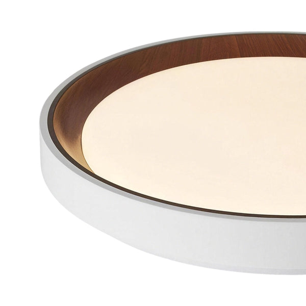 Thehouselights-Modern Dimmable Walnut Wood Round LED Flush Mount Light-Flush Mount-50 cm.-White