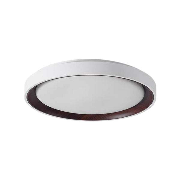 Thehouselights-Modern Dimmable Walnut Wood Round LED Flush Mount Light-Flush Mount-50 cm.-White