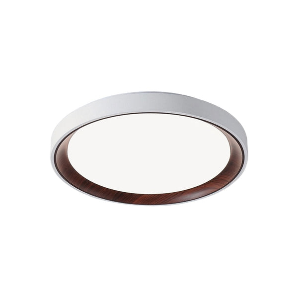 Thehouselights-Modern Dimmable Walnut Wood Round LED Flush Mount Light-Flush Mount-50 cm.-White