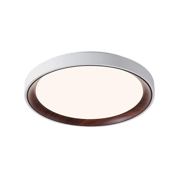 Thehouselights-Modern Dimmable Walnut Wood Round LED Flush Mount Light-Flush Mount-50 cm.-White