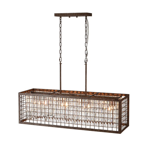 Thehouselights - Modern Farmhouse Rectangle Crystal Island Chandelier - Chandelier - Brown - 