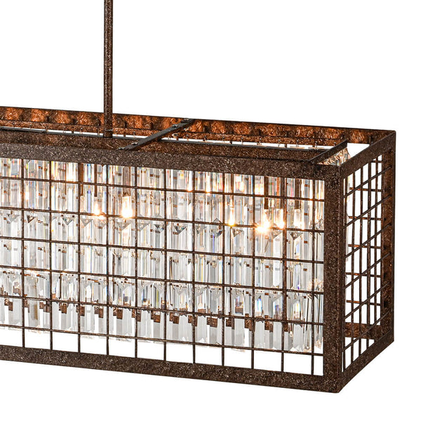 Thehouselights - Modern Farmhouse Rectangle Crystal Island Chandelier - Chandelier - Brown - 