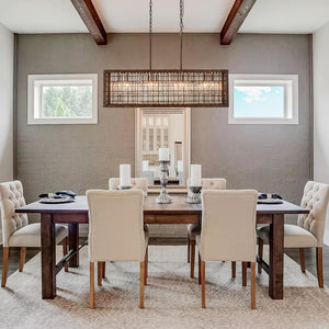 Thehouselights - Modern Farmhouse Rectangle Crystal Island Chandelier - Chandelier - Brown - 