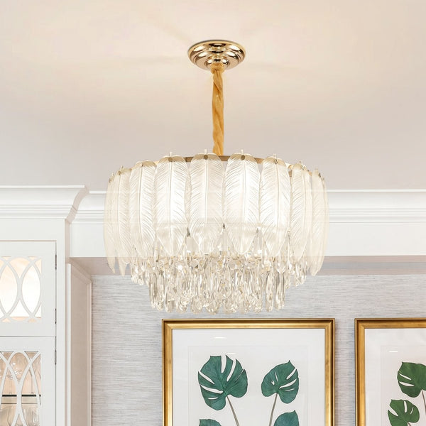 Thehouselights-Modern French Leaf Glass Crystal Chandelier-Chandelier-50 cm.-