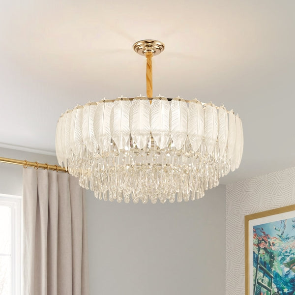 Thehouselights-Modern French Leaf Glass Crystal Chandelier-Chandelier-80 cm.-