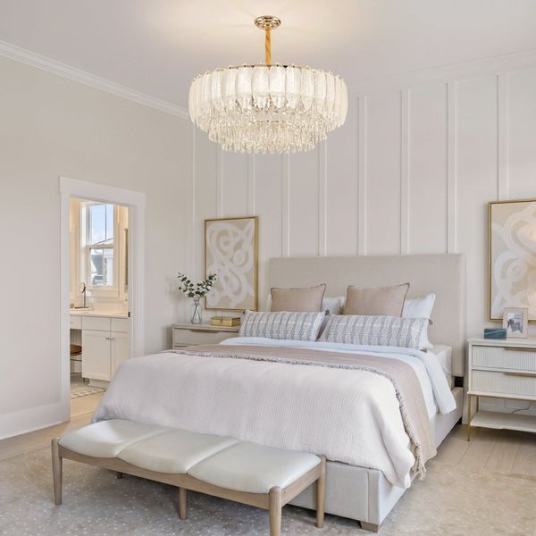 Thehouselights-Modern French Leaf Glass Crystal Chandelier-Chandelier-80 cm.-