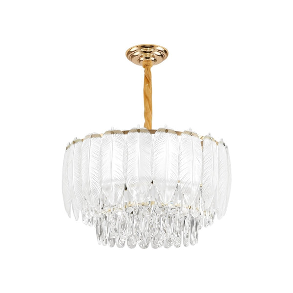 Thehouselights-Modern French Leaf Glass Crystal Chandelier-Chandelier-95 cm.-