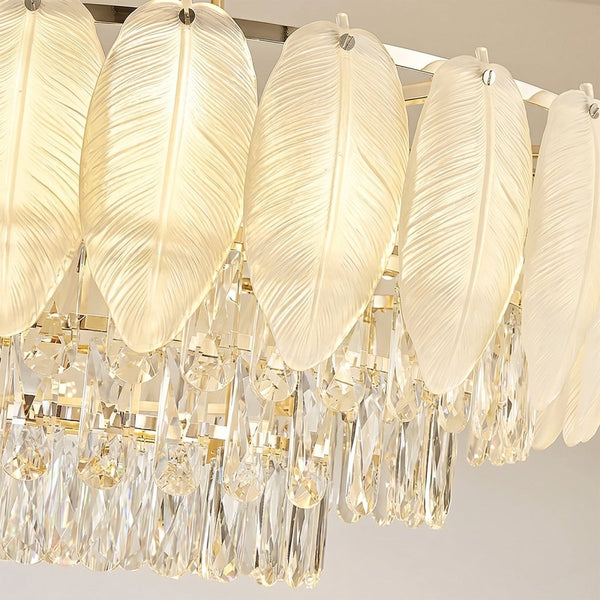 Thehouselights-Modern French Leaf Glass Crystal Chandelier-Chandelier-95 cm.-