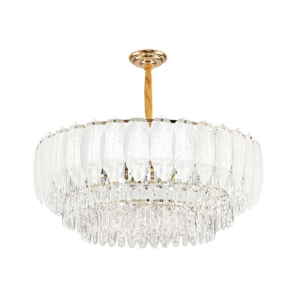 Thehouselights-Modern French Leaf Glass Crystal Chandelier-Chandelier-95 cm.-