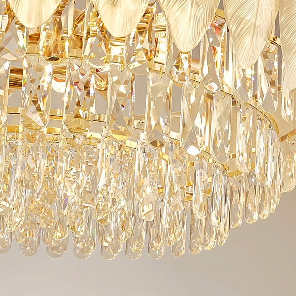 Thehouselights-Modern French Leaf Glass Crystal Chandelier-Chandelier-95 cm.-