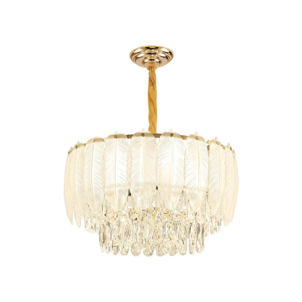Thehouselights-Modern French Leaf Glass Crystal Chandelier-Chandelier-95 cm.-