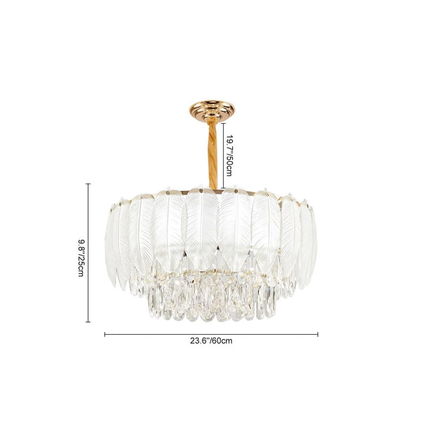 Thehouselights-Modern French Leaf Glass Crystal Chandelier-Chandelier-95 cm.-