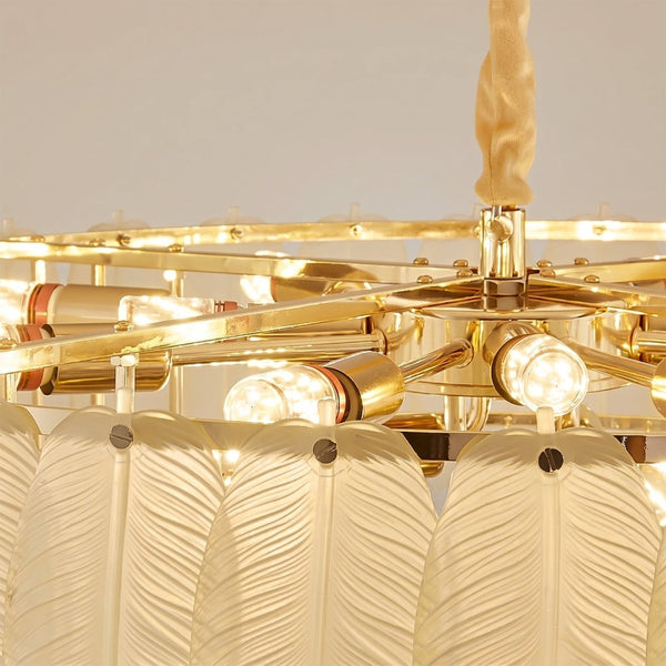 Thehouselights-Modern French Leaf Glass Crystal Chandelier-Chandelier-95 cm.-