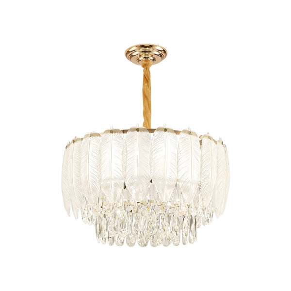 Thehouselights-Modern French Leaf Glass Crystal Chandelier-Chandelier-95 cm.-