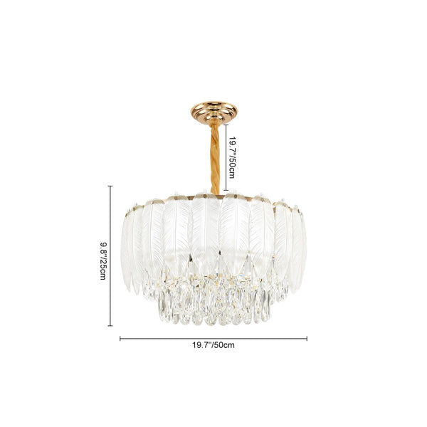 Thehouselights-Modern French Leaf Glass Crystal Chandelier-Chandelier-95 cm.-