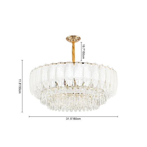 Thehouselights-Modern French Leaf Glass Crystal Chandelier-Chandelier-95 cm.-