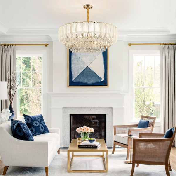 Thehouselights-Modern French Leaf Glass Crystal Chandelier-Chandelier-95 cm.-