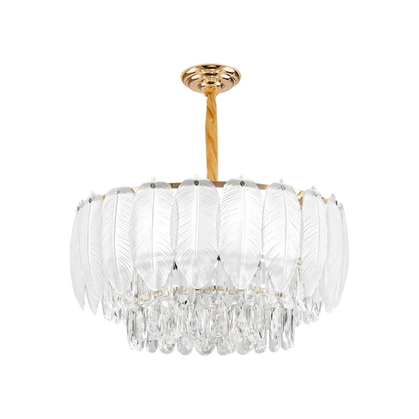 Thehouselights-Modern French Leaf Glass Crystal Chandelier-Chandelier-95 cm.-