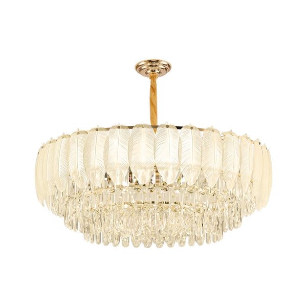 Thehouselights-Modern French Leaf Glass Crystal Chandelier-Chandelier-95 cm.-
