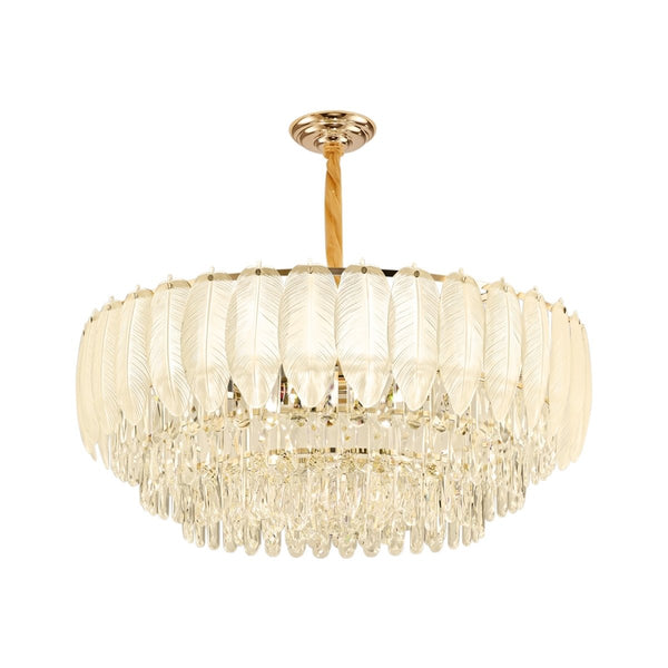 Thehouselights-Modern French Leaf Glass Crystal Chandelier-Chandelier-95 cm.-