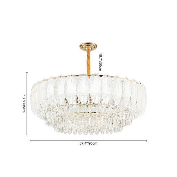 Thehouselights-Modern French Leaf Glass Crystal Chandelier-Chandelier-95 cm.-