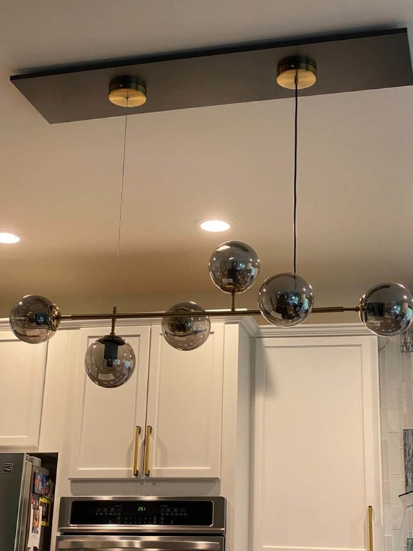 Thehouselights - Modern Glass Globe Linear Bubble Chandelier - Chandelier - 6 Bulbs - 