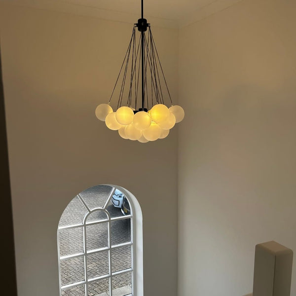 Thehouselights - Modern Hanging Glass Cluster Bubble Chandelier Light - Chandelier - 19 Bubbles - Black