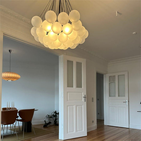 Thehouselights - Modern Hanging Glass Cluster Bubble Chandelier Light - Chandelier - 37 Bubbles - Black