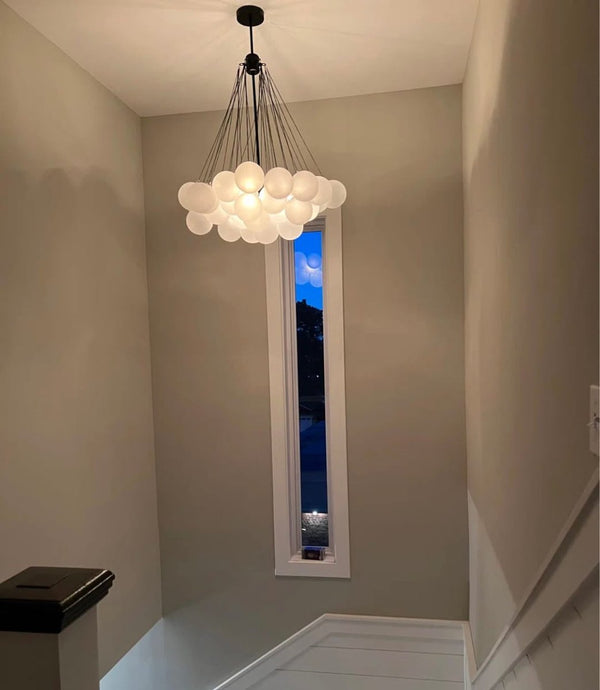 Thehouselights - Modern Hanging Glass Cluster Bubble Chandelier Light - Chandelier - 37 Bubbles - Black
